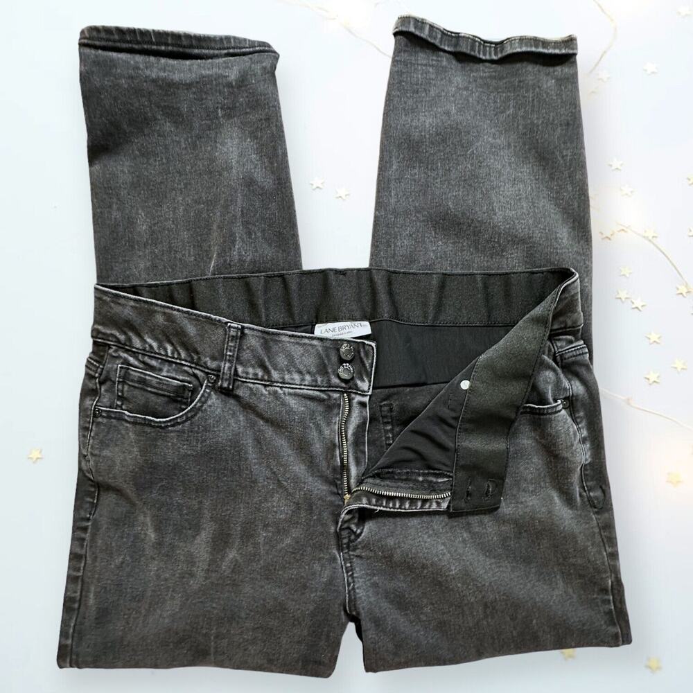 LANE BRYANT Black Denim Jeans High Rise Elasticized Waist Skinny Stretch 2x